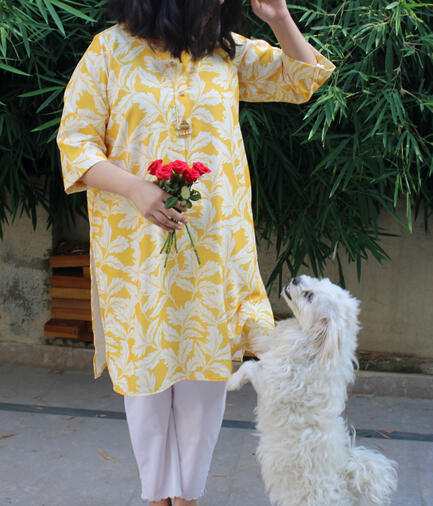 Yellow floral printed